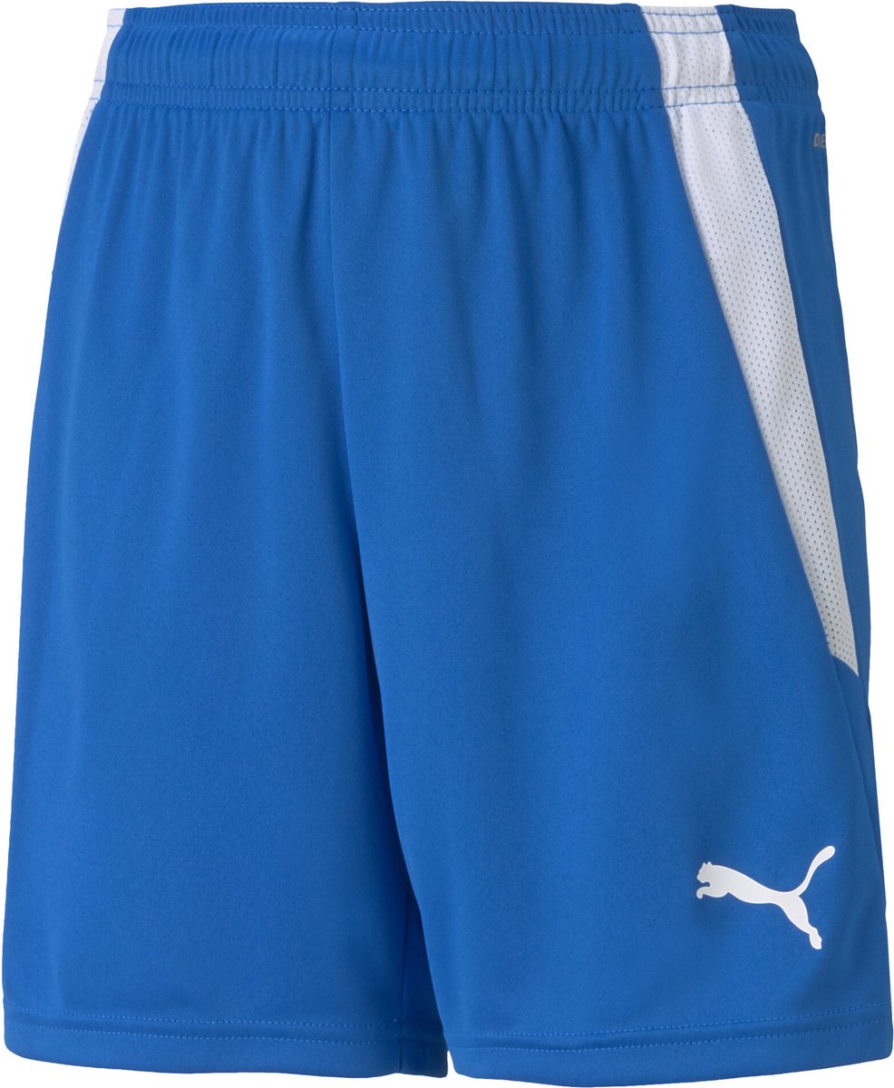 Puma teamliga shorts jr unisex sportbroek - electric blue lemonade- white