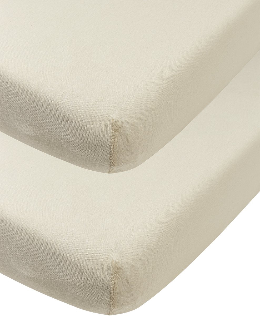 Meyco baby uni hoeslaken ledikant - 2-pack - jersey - soft sand - 60x120cm