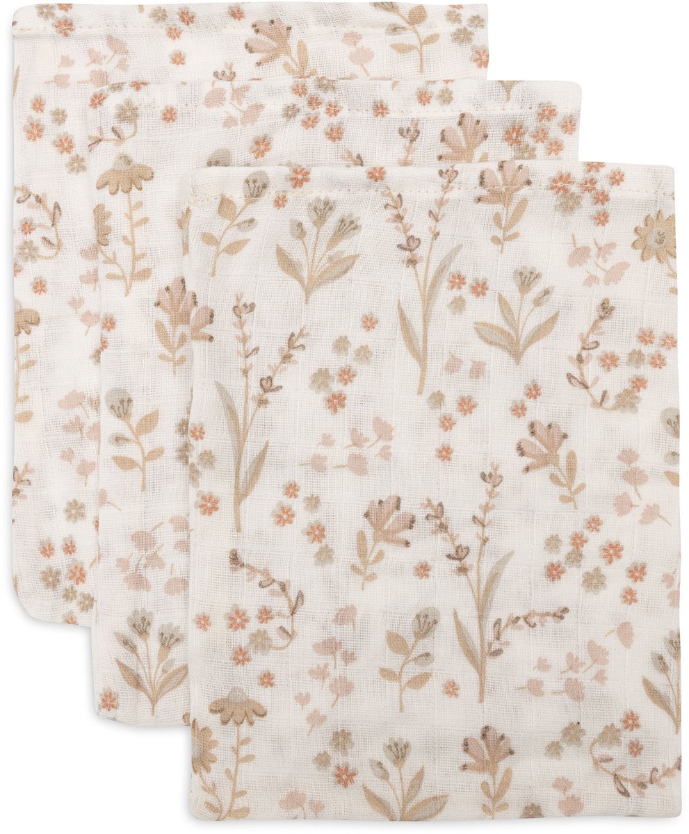 Jollein baby hydrofiel washandje 15x20cm - baby washandje - bloomy - 3 stuks
