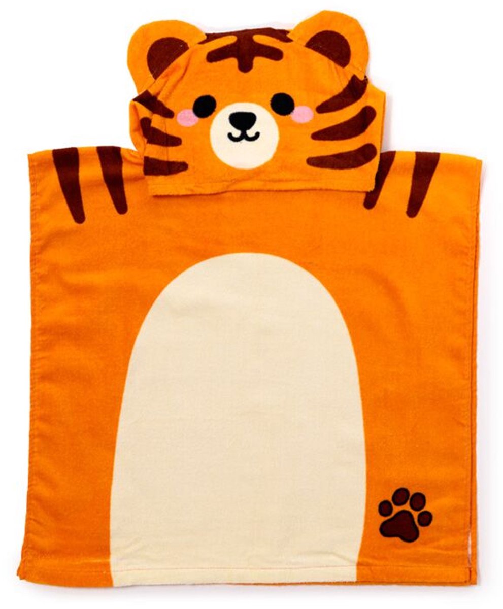 Merkloos sans marque kinder handdoek - alfie de tijger - hoodie - cadeau tip - bad - zwemhanddoek