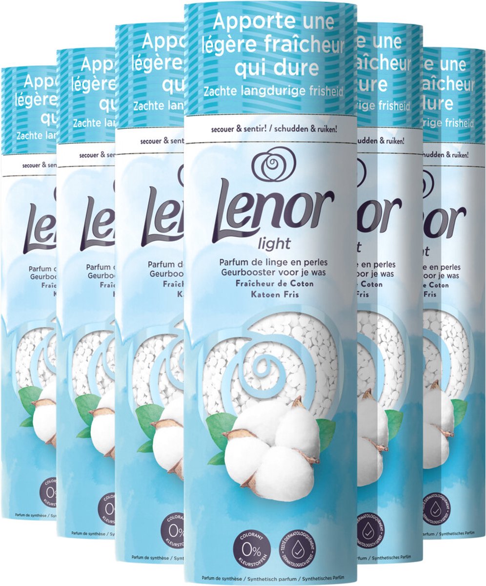 Lenor light geurbooster voor je was - katoen fris - wasparfum - 6 x 235 gram