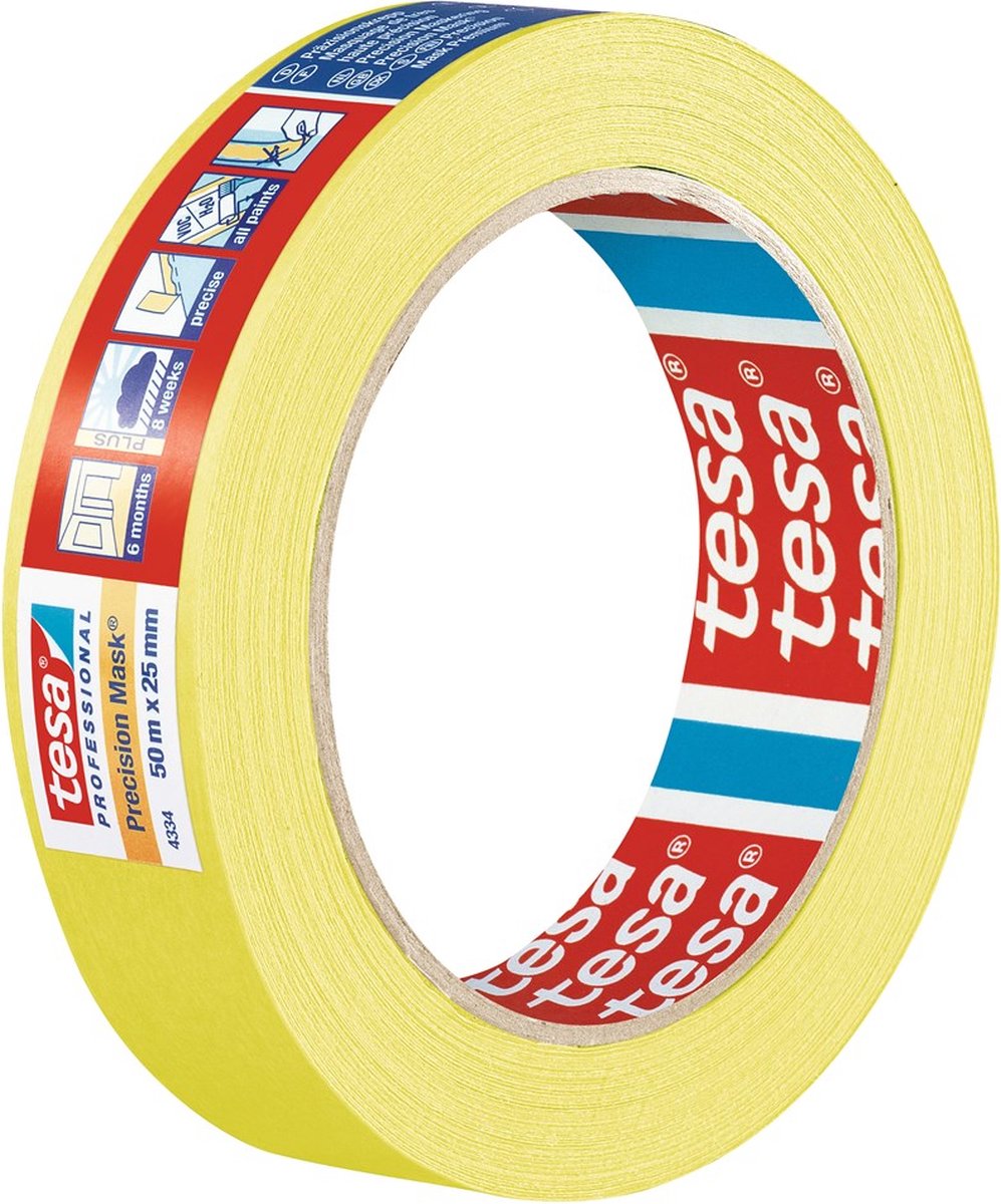 Tesa professional tesa precision 04334-00003-00 maskeertape präzisionskrepp geel (l x b) 50 m x 38 mm 1 stuk(s)