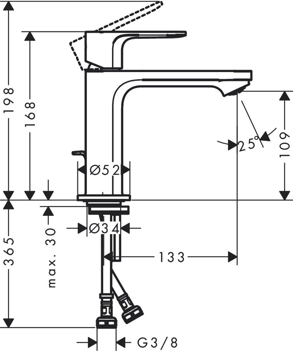Hansgrohe rebris e - wastafelmengkraan - ééngreeps bediening - coolstart energiebesparend - zonder waste - 110mm maat - chroom