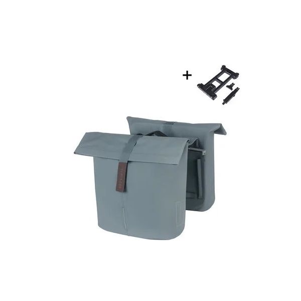 Basil tas city dubbel mik vegan leer | grafietblauw 32l