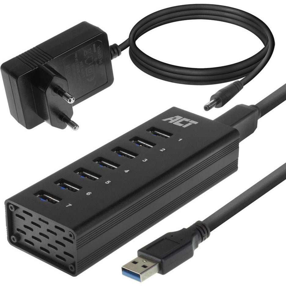 ACT Connectivity Connectivity USB Hub 7 Poorten met stroomadapter