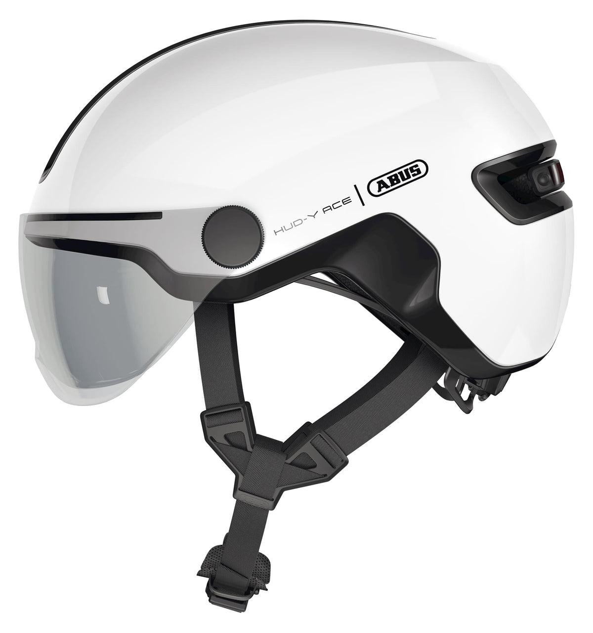 Abus fietshelm hud-y ace shiny white m - 54-58 cm - wit - geschikt voor gebruik op elektrische fietsen - stadsfietsen - 430 g m