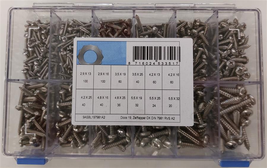 Assortiment zelftapper ck d7981 rvs a2