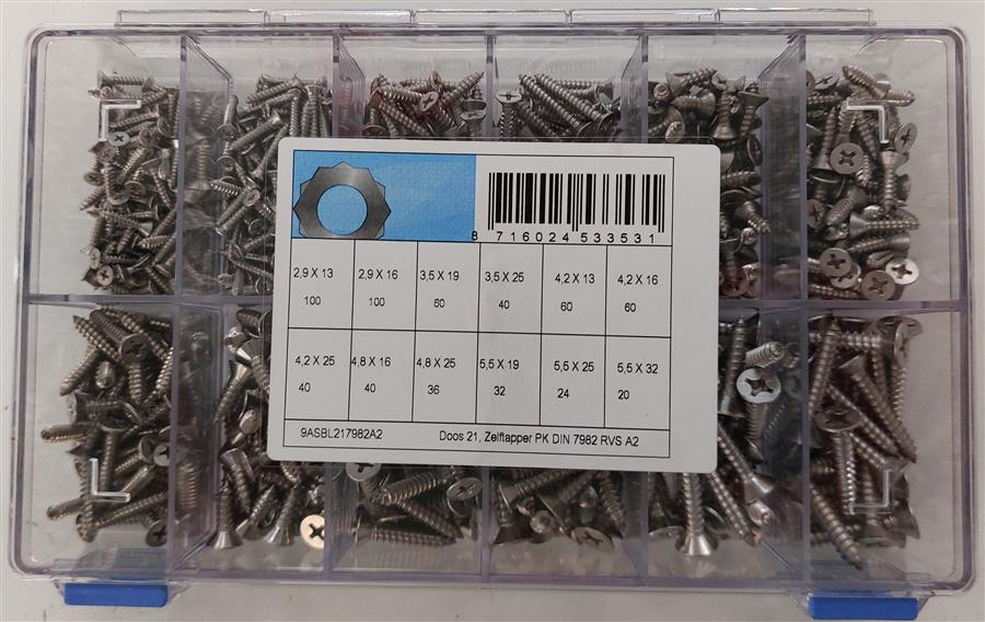 Assortiment zelftapper d7982 rvs a2