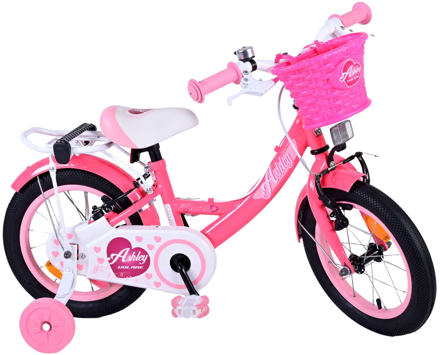 Volare Ashley Kinderfiets - Meisjes - 14 inch - Roze Rood - Twee Handremmen