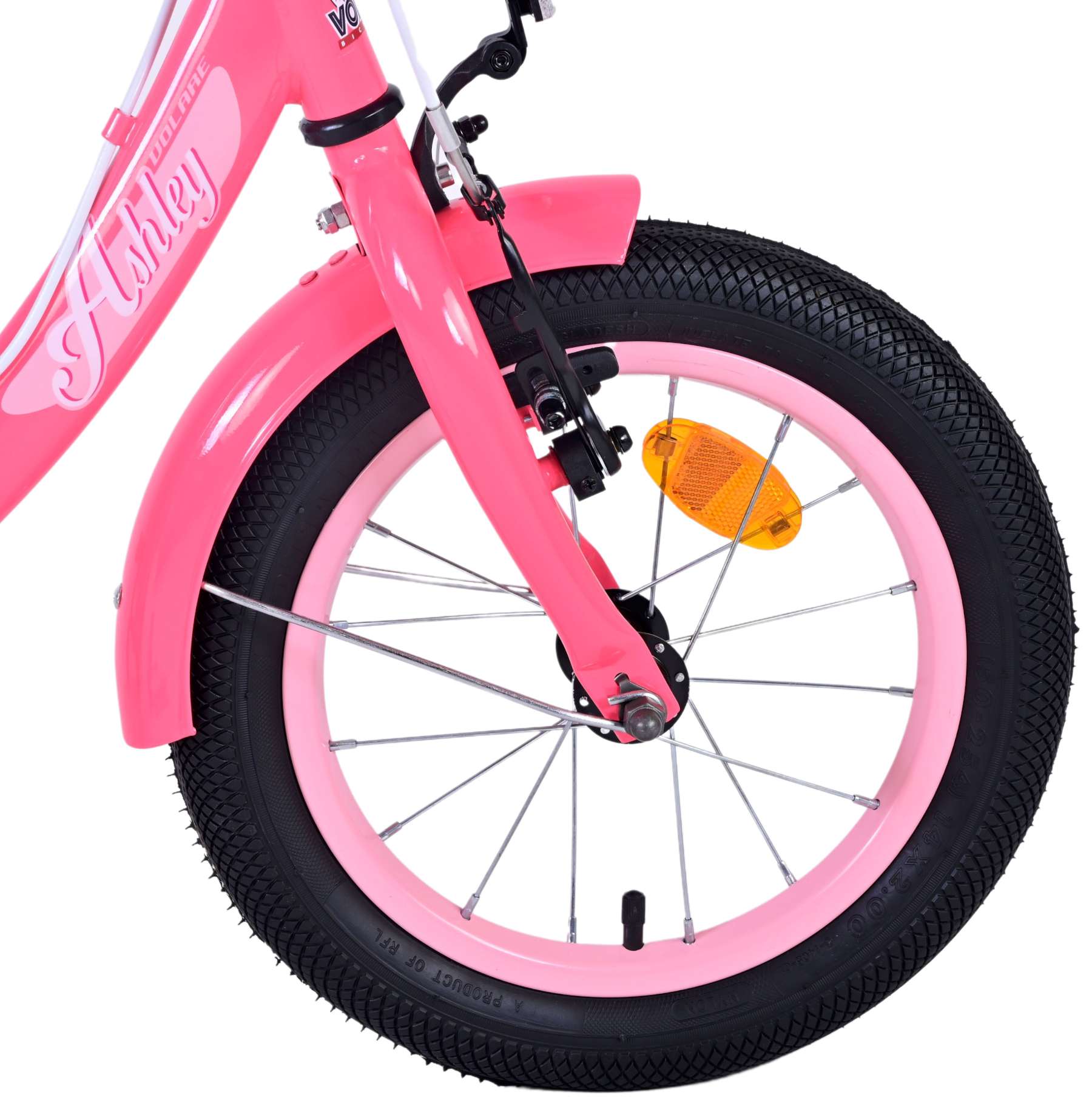 Volare Ashley Kinderfiets - Meisjes - 14 inch - Roze Rood - Twee Handremmen