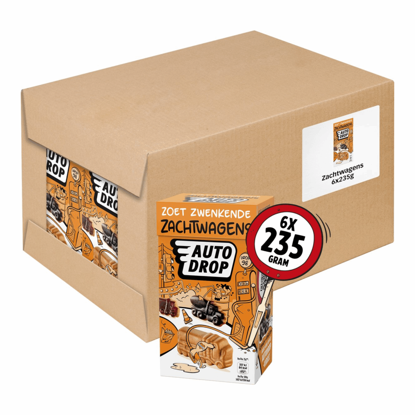 Autodrop - snoep - zoet zwenkende zachtwagens - 6 doosjes - 235 gram