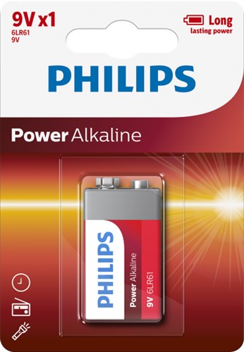 Batterij philips 9v power alkalisch