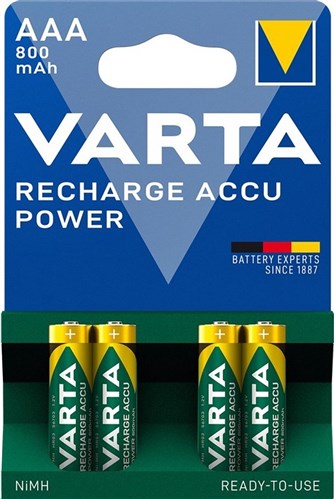 Batterie mini penlite rechargeable Varta aaa 800 mah nimh 1.2v sur carte