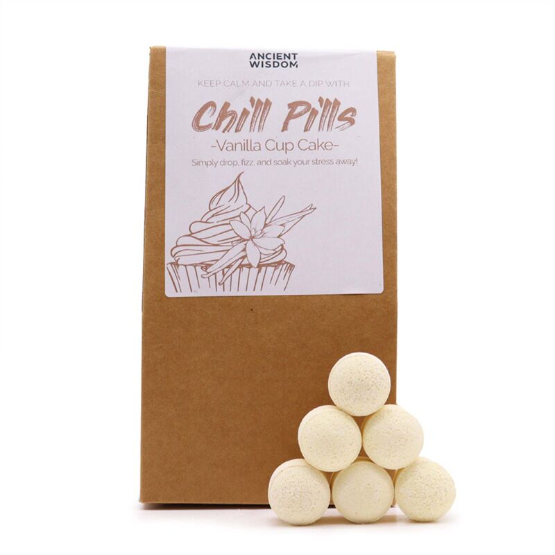 Vanille cupcake badbruisballen fizz chill pill geschenkdoos