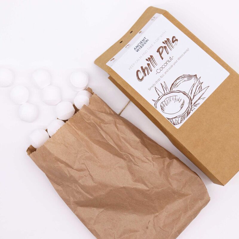 Kokosnoot badbruisballen fizz chill pil geschenkdoos