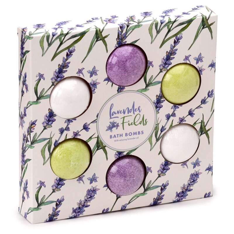 Beauty cadeauset van 6 lavendel plukje bruisballen