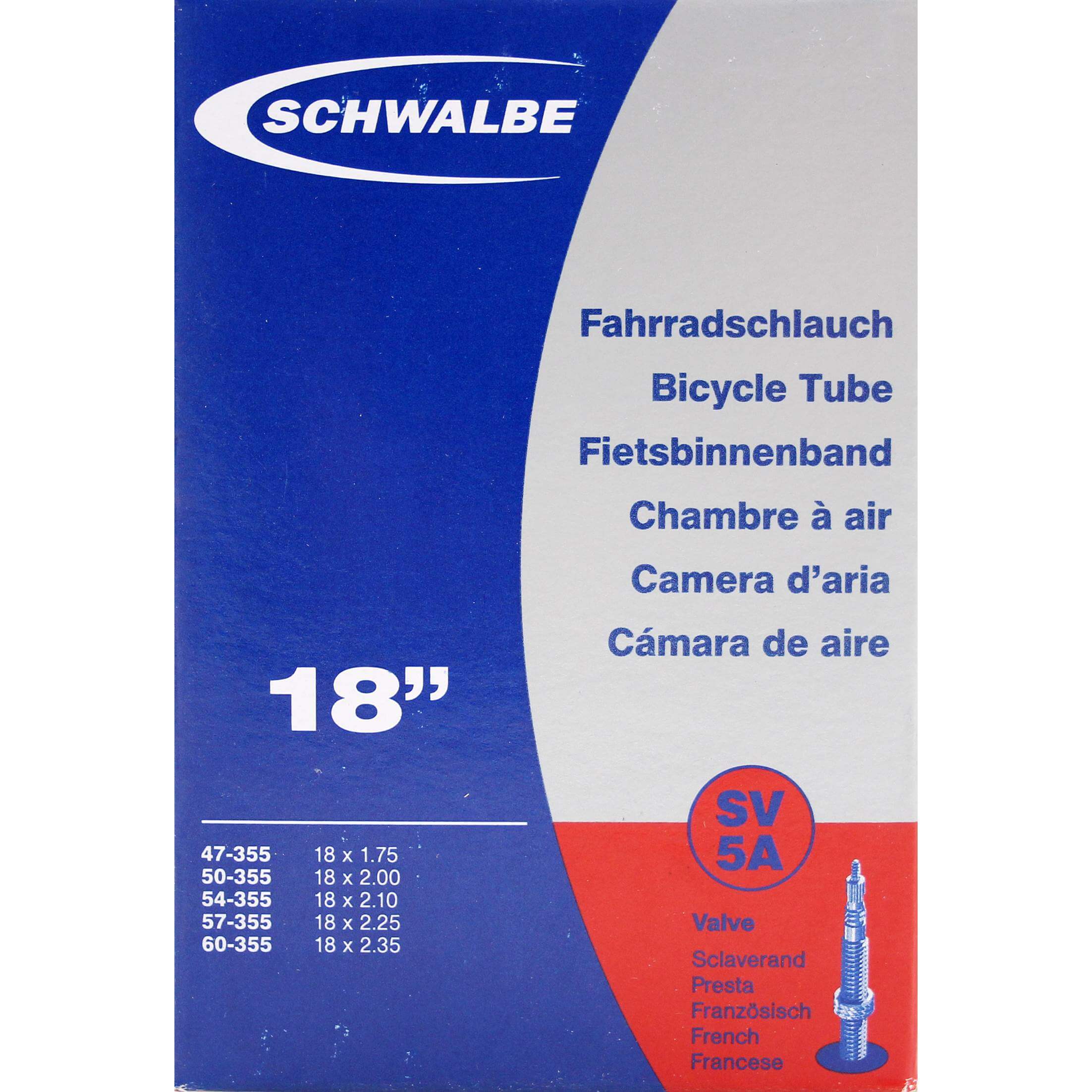 Schwalbe Binnenband FV SV5A 18 ras 47 50 54 57 60-355