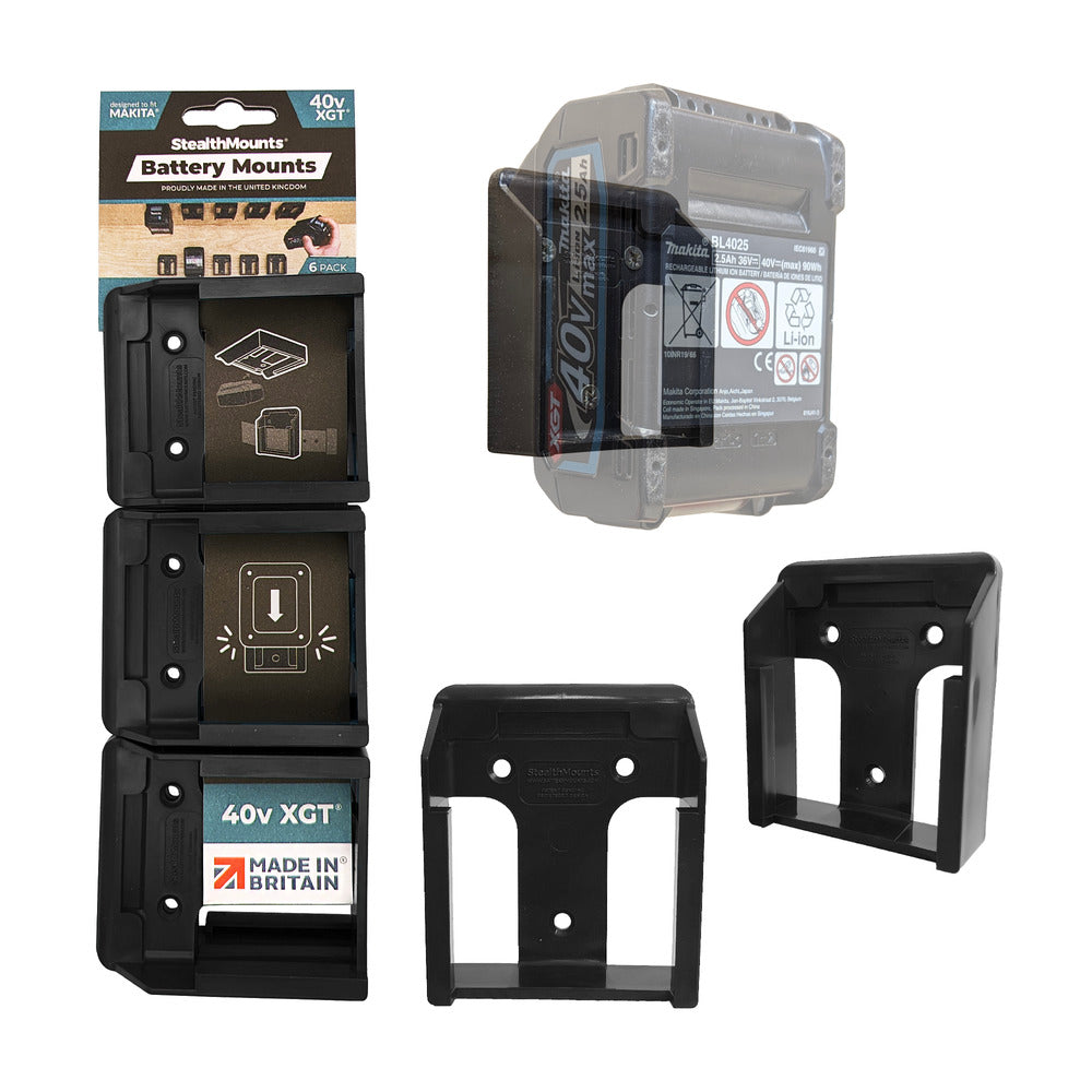 Stealthmounts batterijhouders voor makita 40v xgt | zwart | 6 stuks - bm-mk40-blk-6
