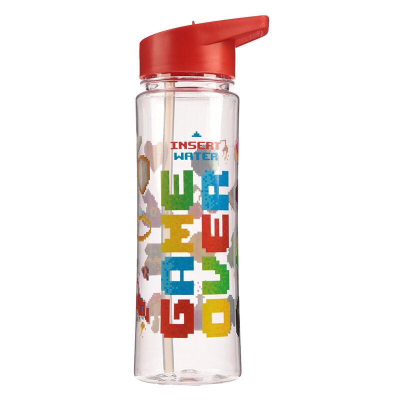 Game over duurzame 550ml waterfles flip straw