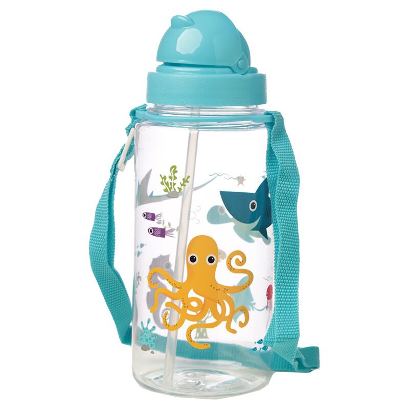 Zeedieren duurzaam bpa-vrij 450ml kinder waterfles rietje