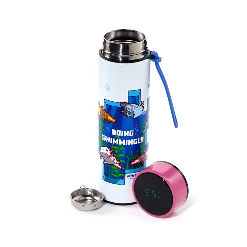 Minecraft axolotl thermosflessen thermometer van 450 ml