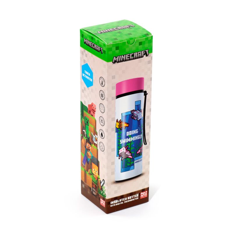 Minecraft axolotl thermosflessen thermometer van 450 ml