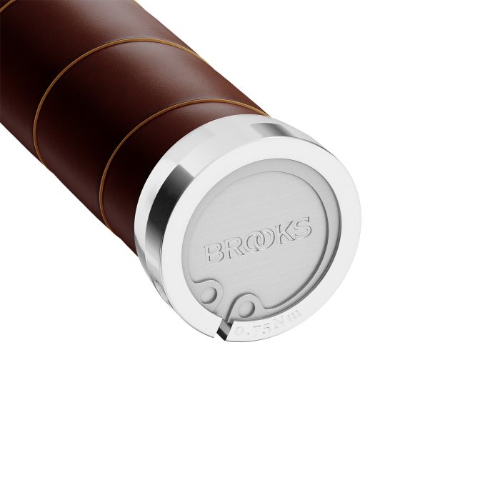 Brooks slender leather grips (130+130mm) - antic brown