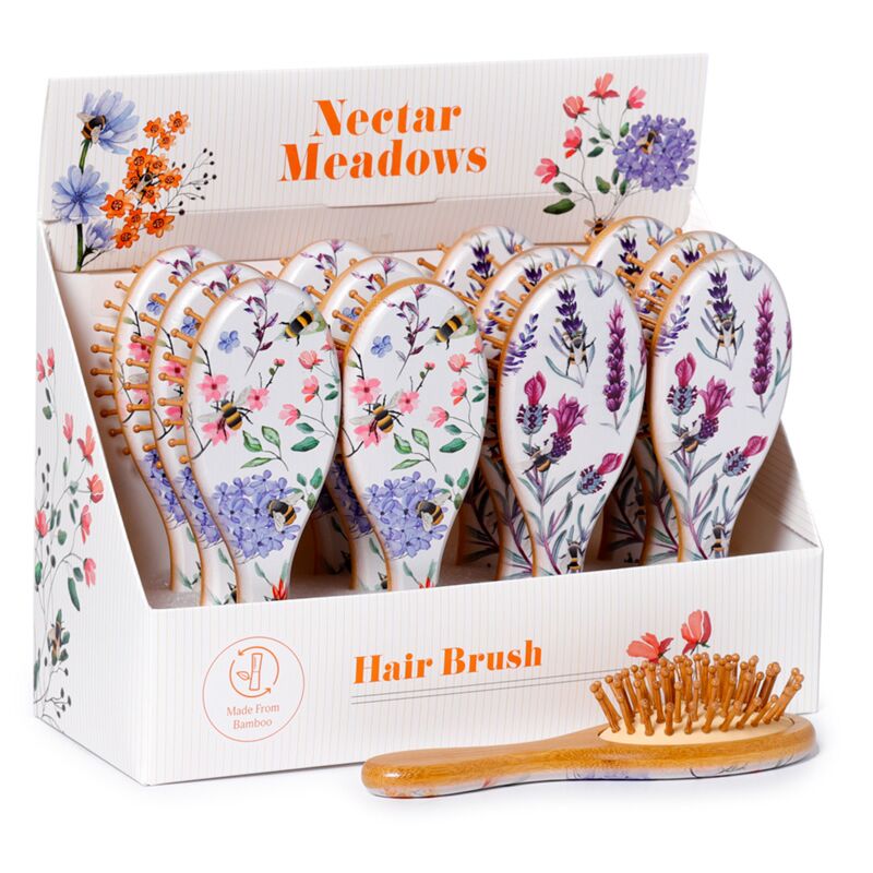 Nectar Meadows bloemig 100% bamboe haarborstel