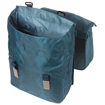 Basil dubbele fietstas elegantie mik 40-49 liter - estate blauw