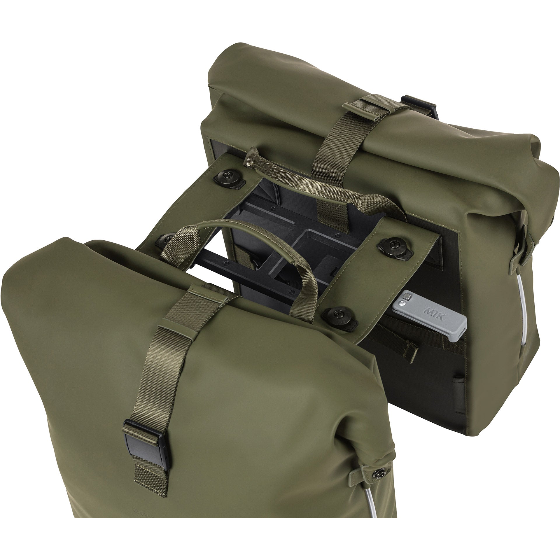 Basil dubbele fietstas soho nordlicht mik 41 liter 15 x 31 x 38 cm - moss green