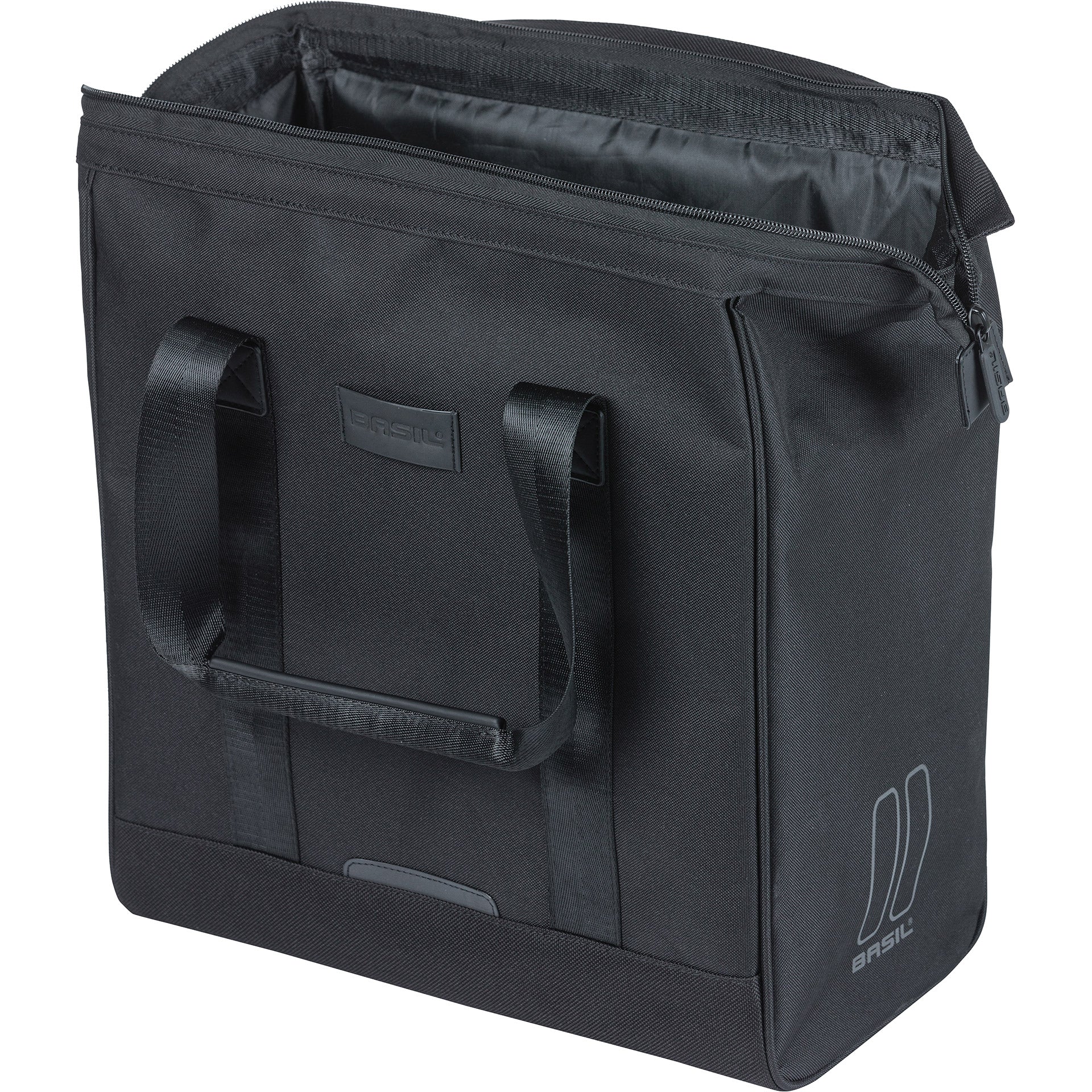 Basil tas grand fietsshopper zwart | mik hooks | 23l