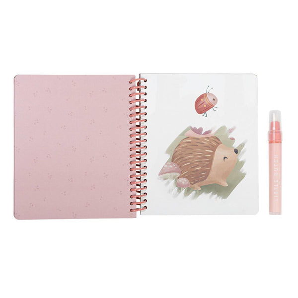 Little dutch waterkleurboek - rosa fairy garden - 5 pagina's - herbruikbaar - met hervulbare waterpen - water magic - knutselen - speelgoed kinderen - voor meisjes en jongens - vanaf 2 jaar