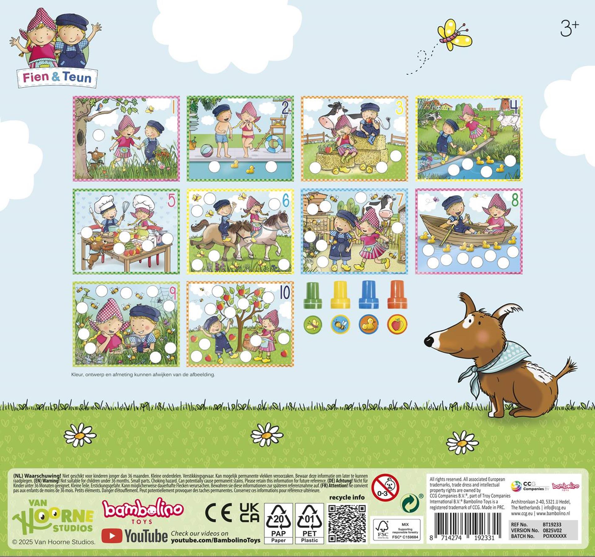 Fien teun creatieve stempelset, stempels en gekleurde kaarten - creatief, educatief speelgoed - boerderij speelgoed - vanaf 3 jaar - bambolino toys
