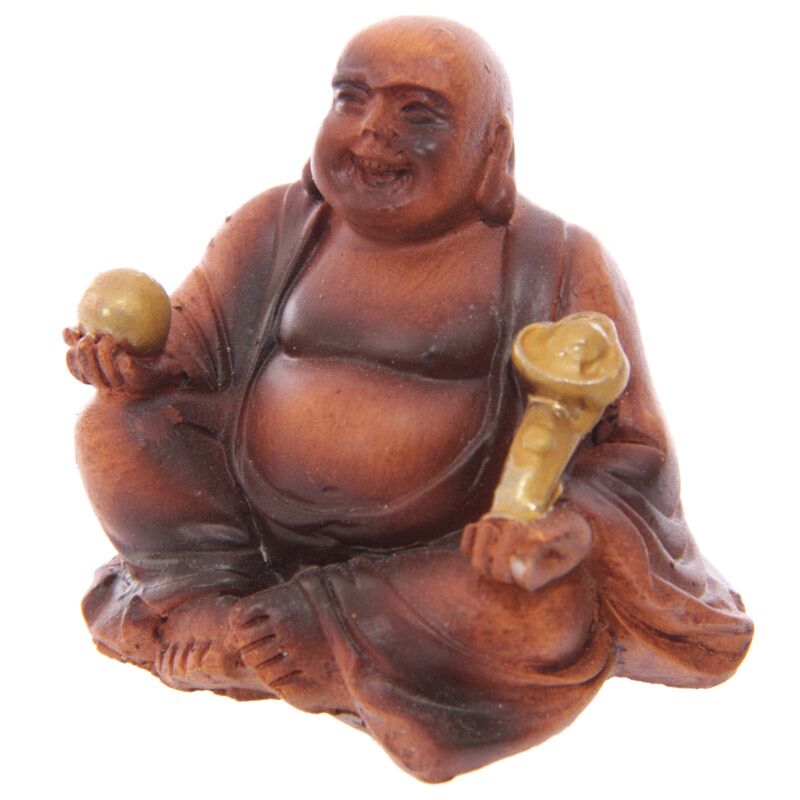 Mini houteffect chinese lachende boeddha