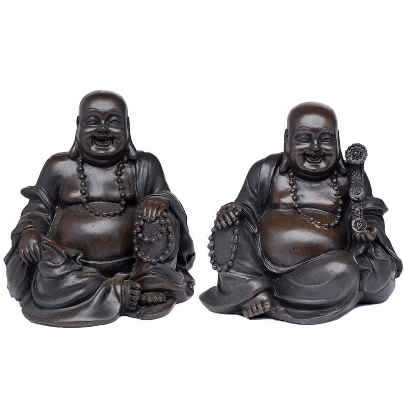 Peace of the east geborsteld houteffect chinese lachende boeddha