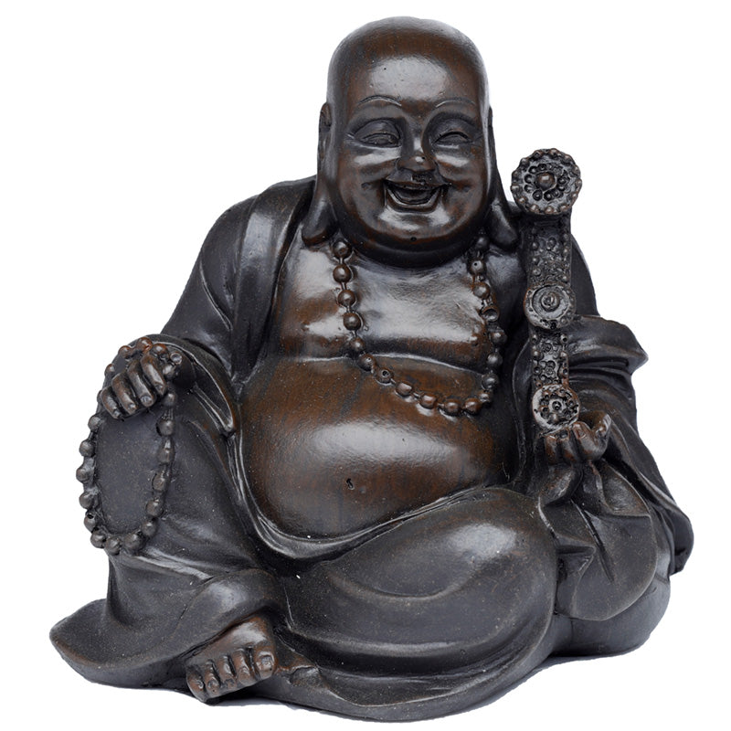 Peace of the east geborsteld houteffect chinese lachende boeddha