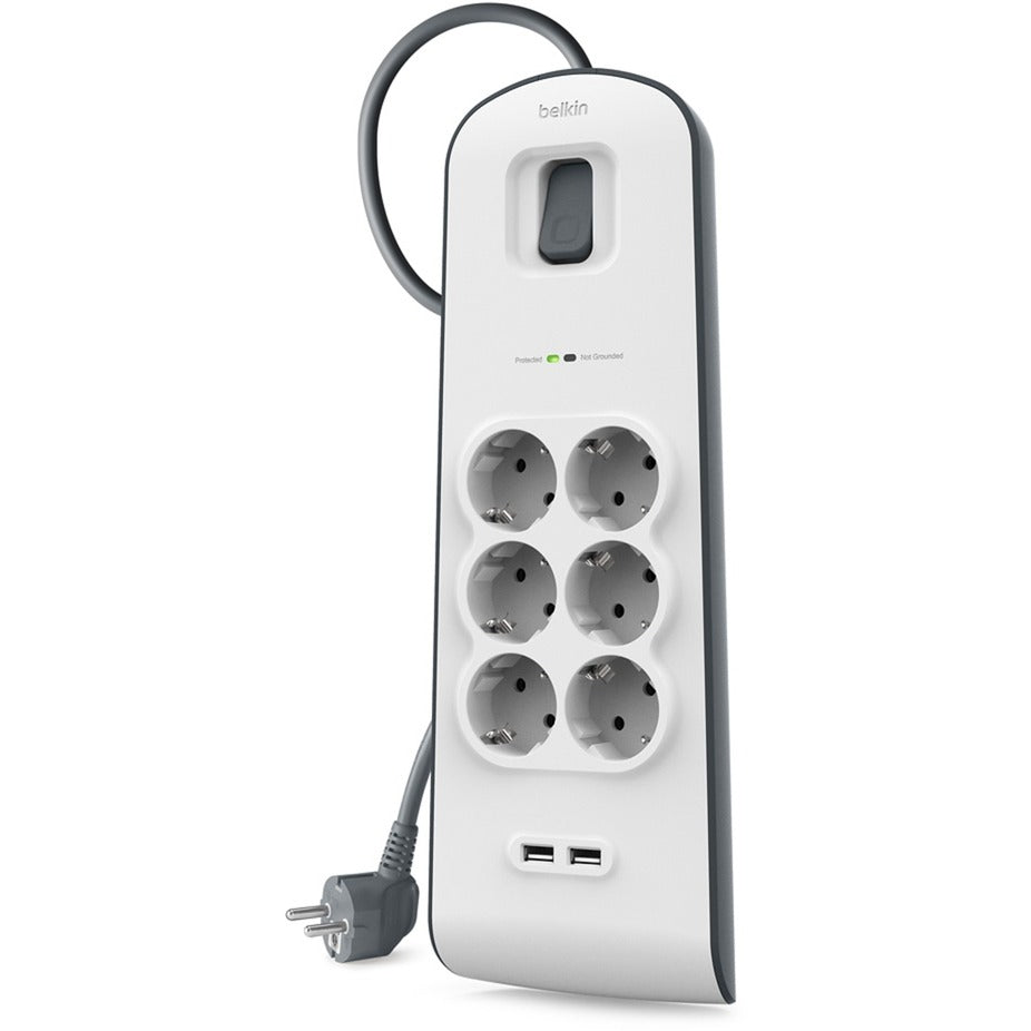 Belkin Belkin Spanningsbeveiliger met 6 stopcontacten en 2 USB-p