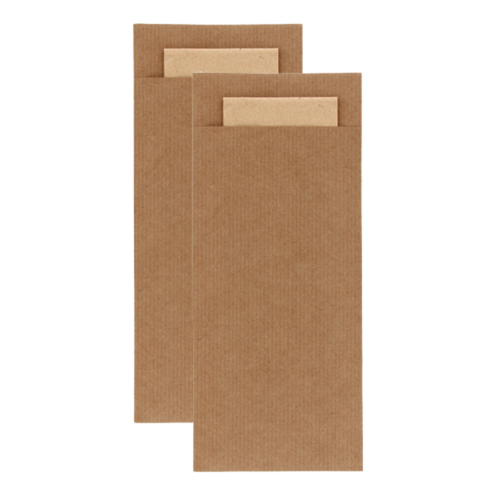 Bestekzakje pochette kraft met naturel servet (600 stuks)
