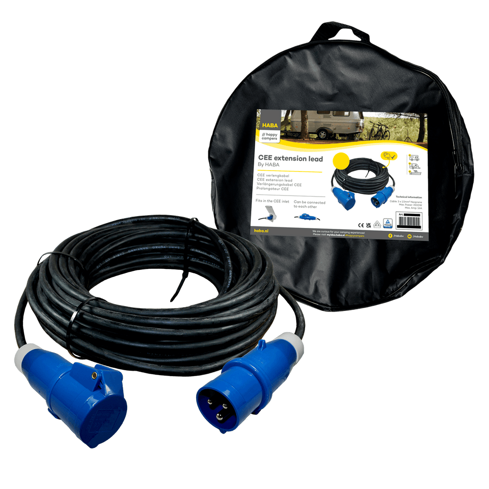 Ngk verleabel 10 meter neopreen 3x 1.5mm² - cee stekker en cee contrastekker - in tas