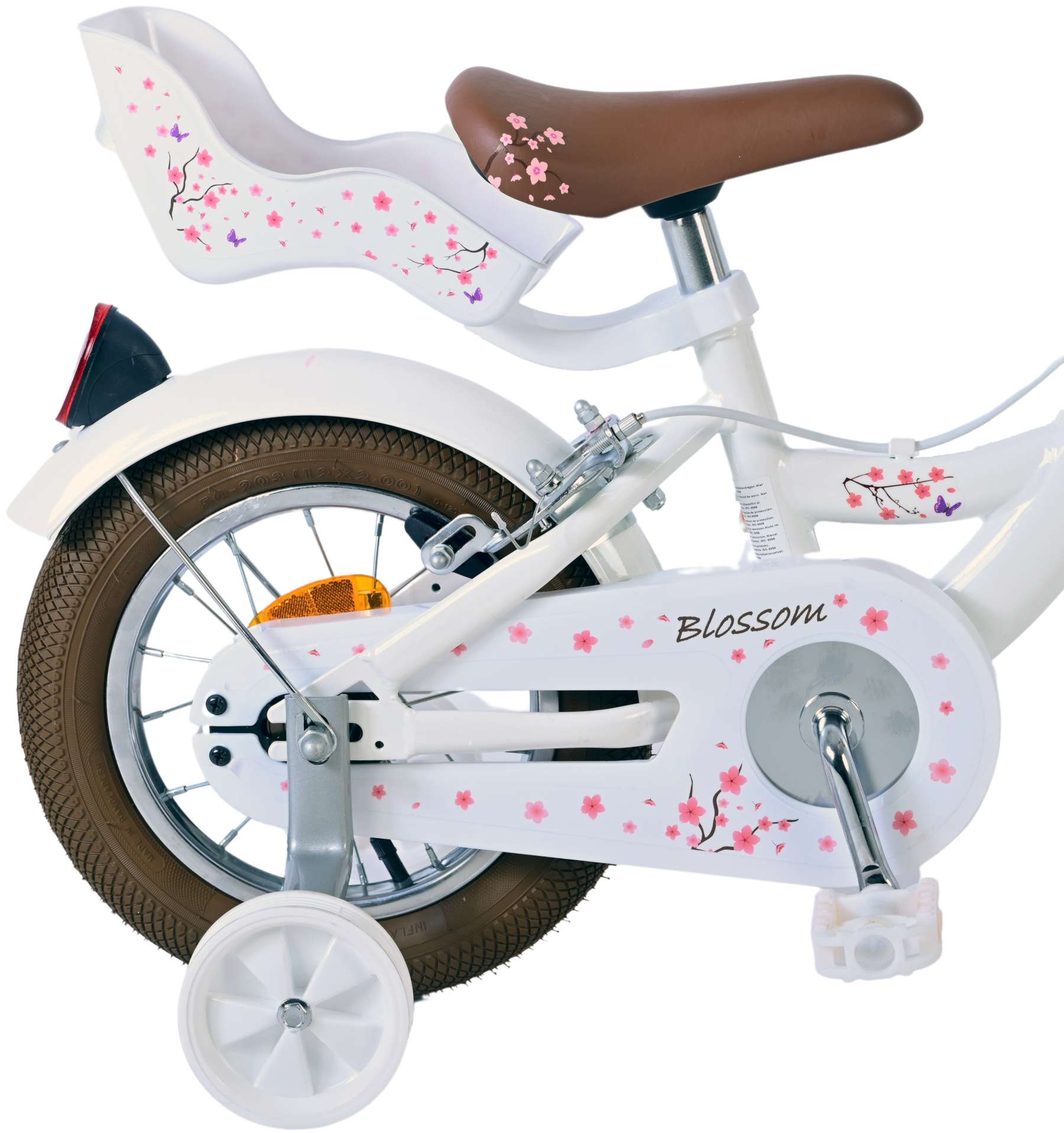 Volare bloesem kinderfiets - meisjes - 12 inch - wit - twee handremmen