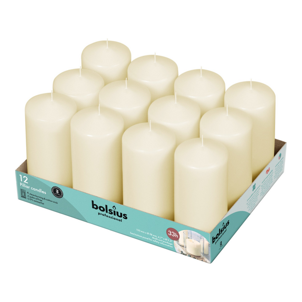 Bolsius professional stompkaars ivoor ø68x130 mm 43 uur (12 stuks)