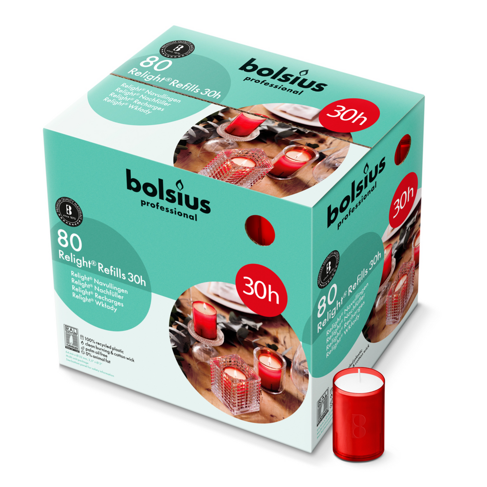 Bolsius relight navulling rood ø52x64 mm 30 uur (80 stuks)