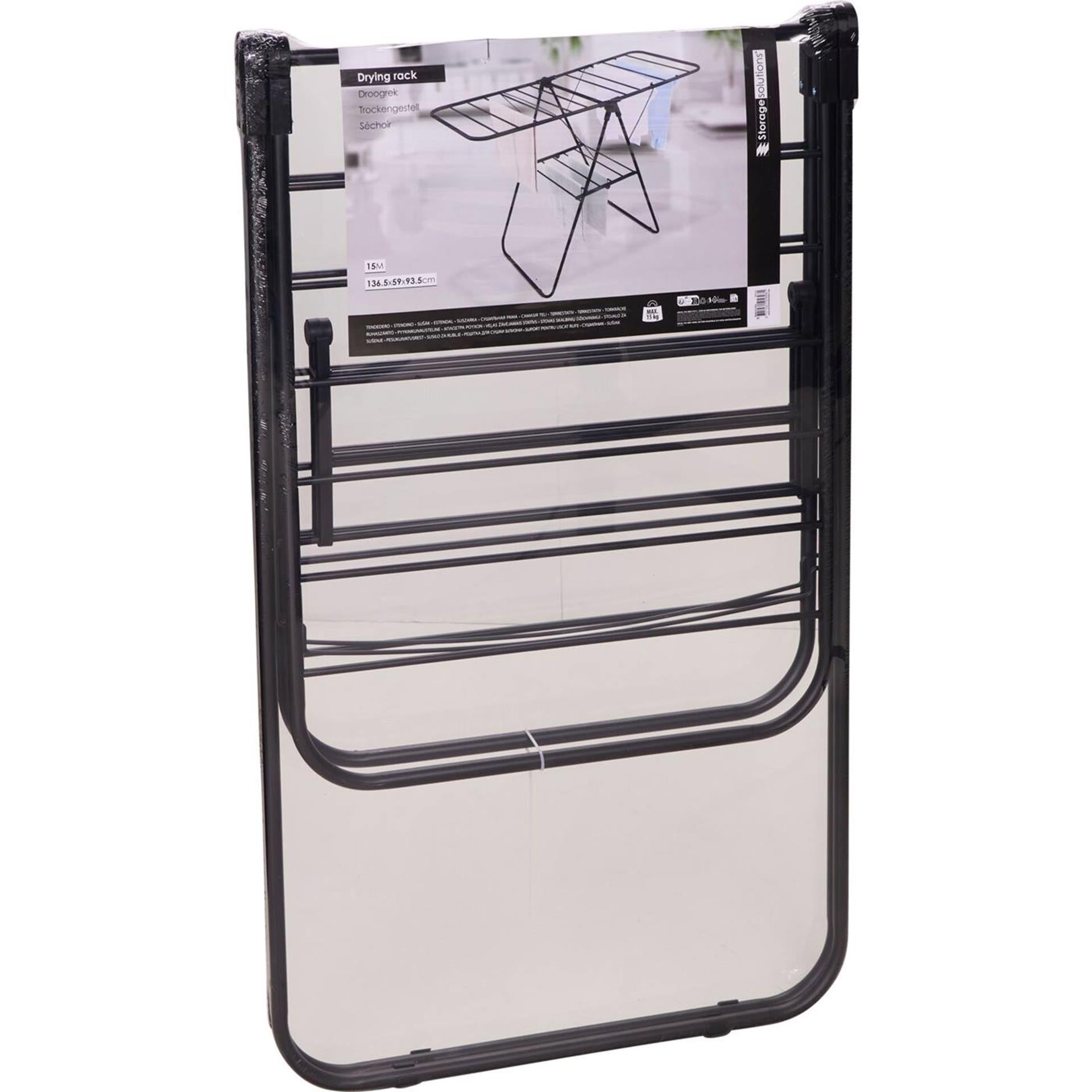 Storage solutions droogrek 15 meter t-model metaal 136,x59x93,5cm zwart 2kg