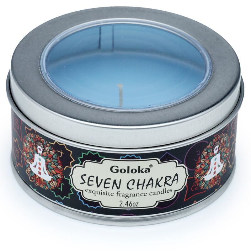 Goloka zeven chakras paraffine wax geurkaars in blik