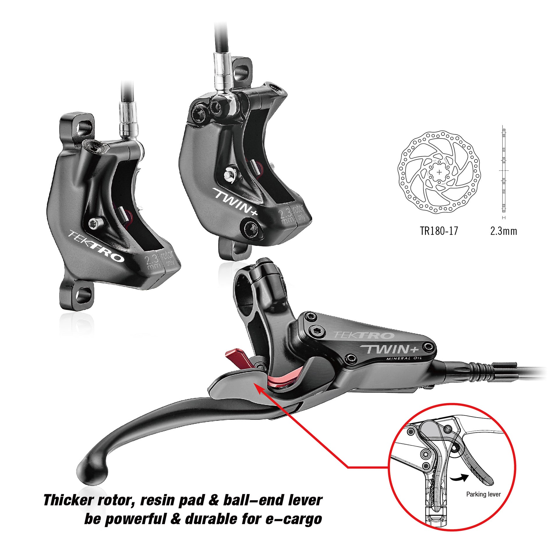 Tektro hd-e745 e-cargo auriga links hydraulische remset met splitter