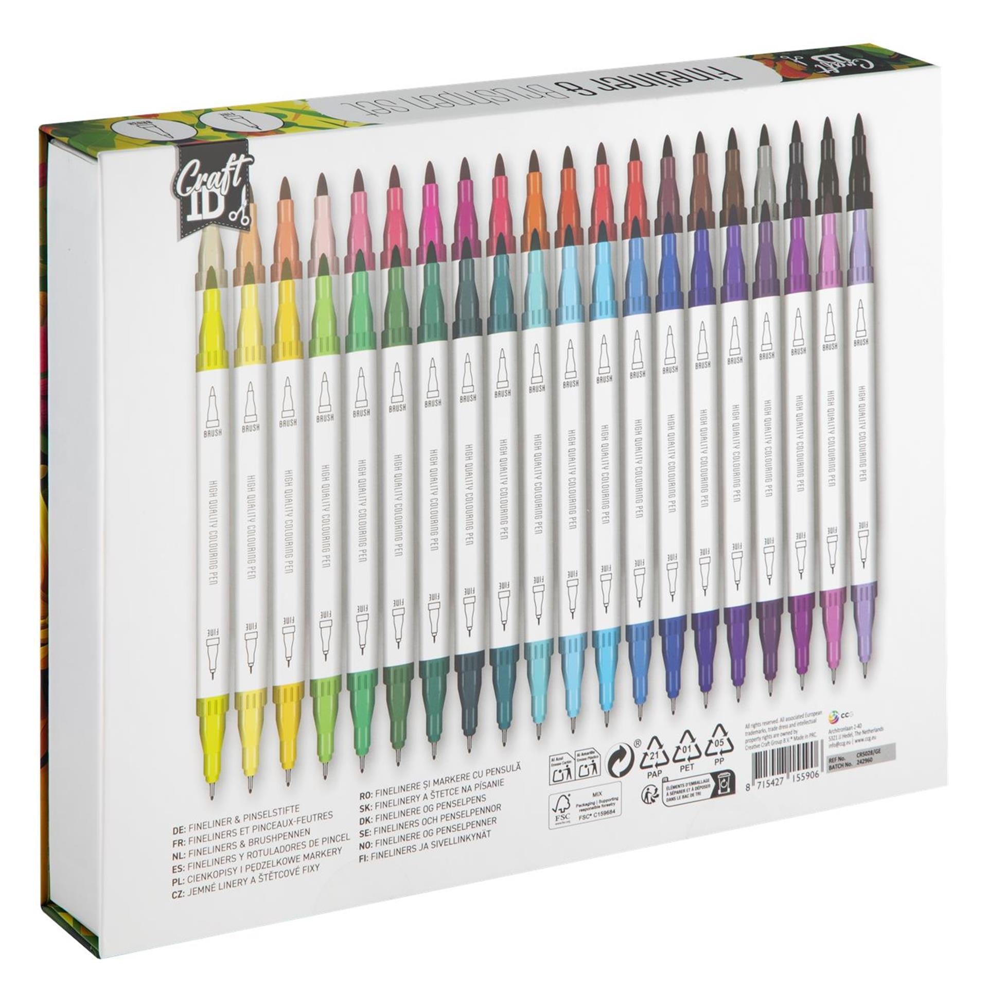 Craft id kleurset fineliner brushpen 40-delig