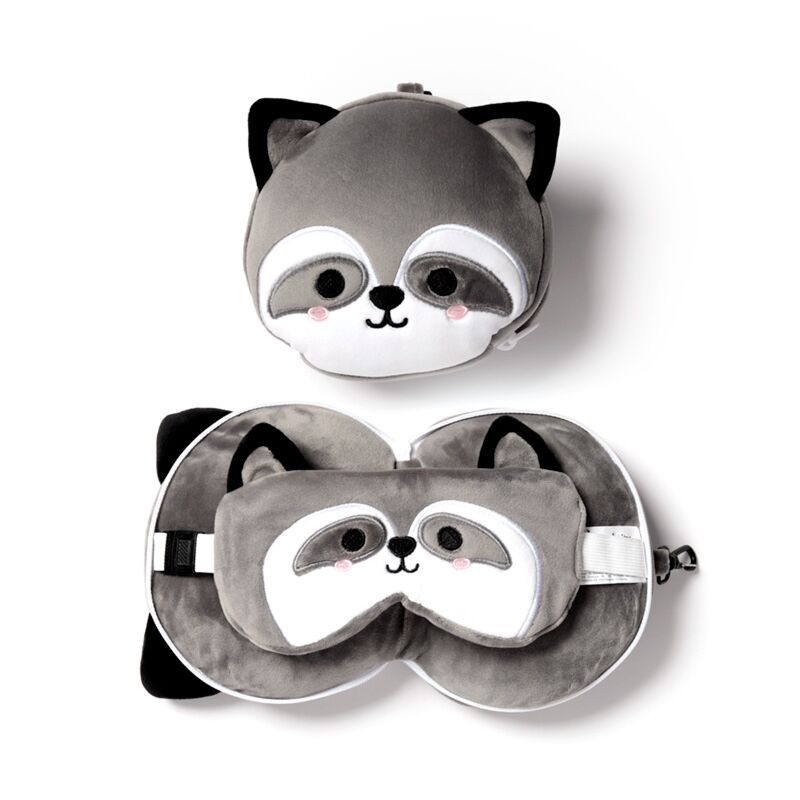 Ty relaxeazzz pluche wasbeer rond reiskussen slaapmasker
