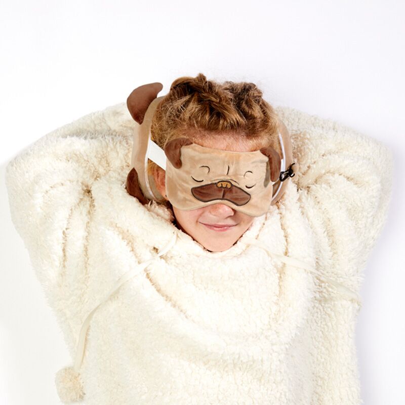Ty relaxeazzz mopshond rond pluche reiskussen slaapmasker