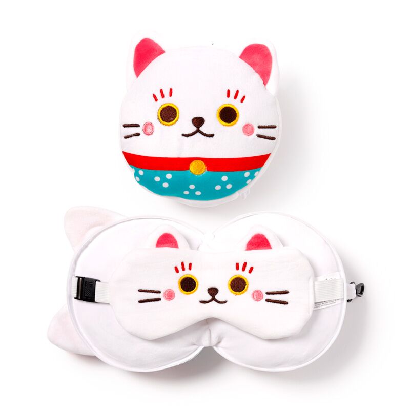 Ty relaxeazzz maneki neko gelukskat rond reiskussen slaapmasker