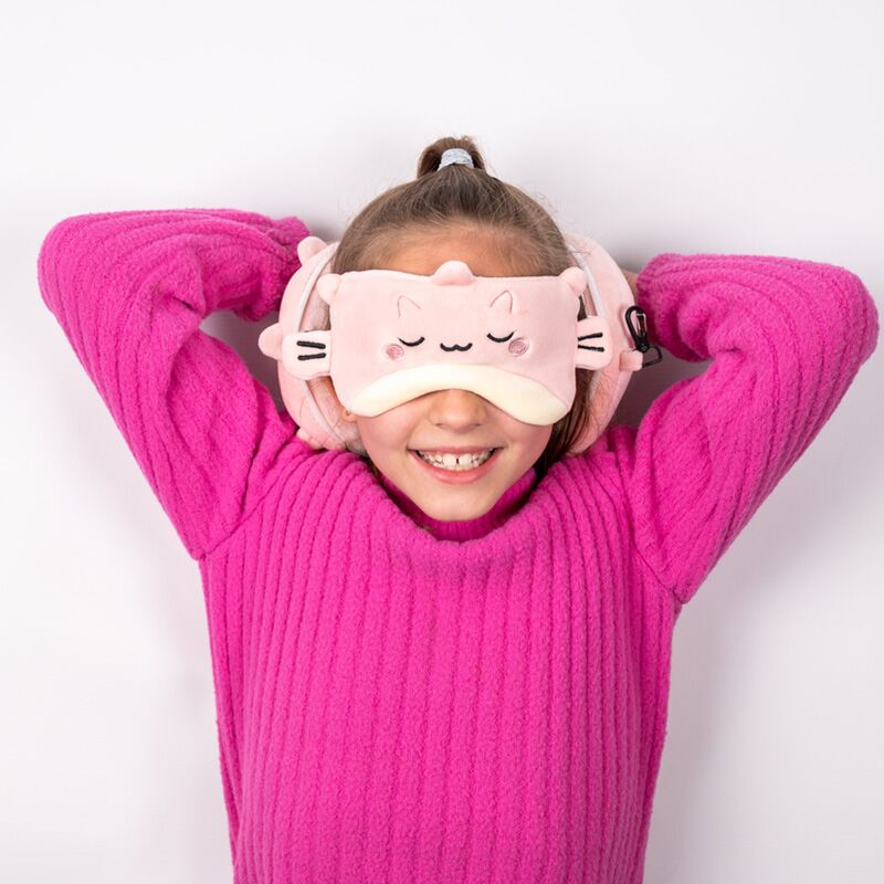 Ty relaxeazzz adoramals puff de kogelvis rond reiskussen slaapmasker